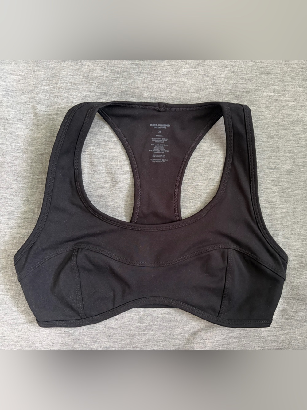 girlfriend collective Black Racerback Sports Bra